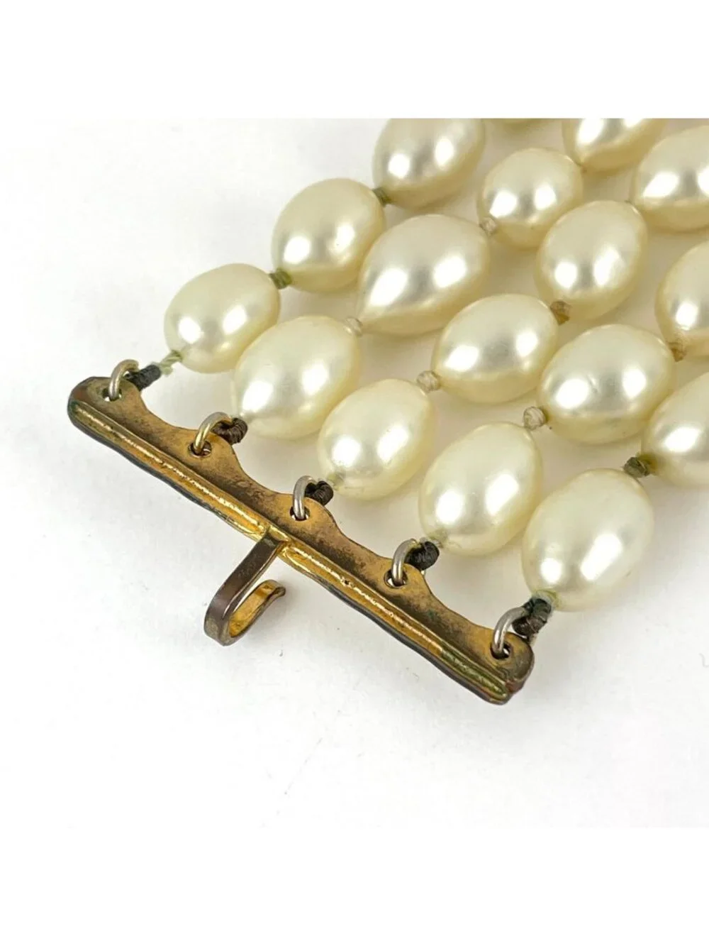 Chanel Faux Pearl Necklace 5 Row Choker White